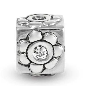 Flower cube 925 silver charm bead